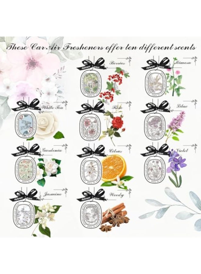 فوز اليوم 10 قطع معطرات هواء للسيارة، أكياس معلقة – مزيل رائحة يدوم طويلاً للسيارات، خزائن، حمامات، غرف نوم – عطور نباتية خالية من الكحول، قلائد قطنية مع شرائط - Image 3