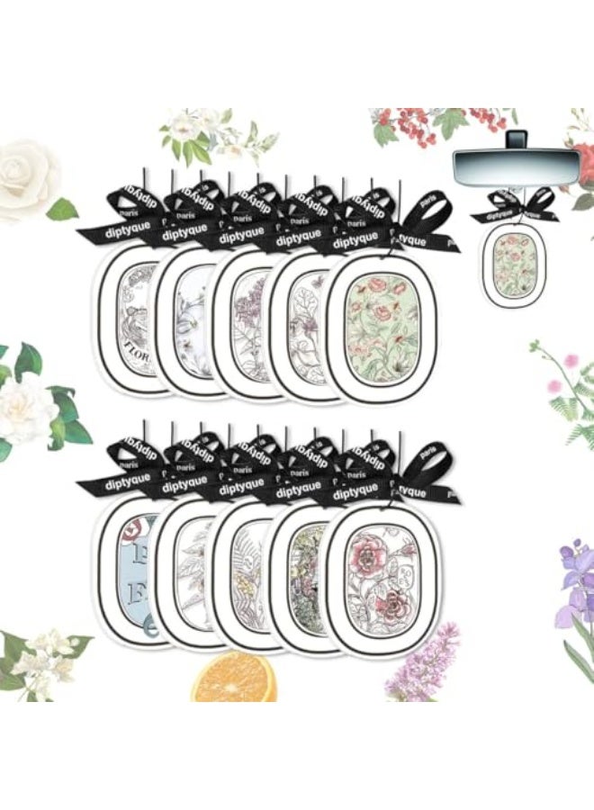 فوز اليوم 10 قطع معطرات هواء للسيارة، أكياس معلقة – مزيل رائحة يدوم طويلاً للسيارات، خزائن، حمامات، غرف نوم – عطور نباتية خالية من الكحول، قلائد قطنية مع شرائط - Image 1