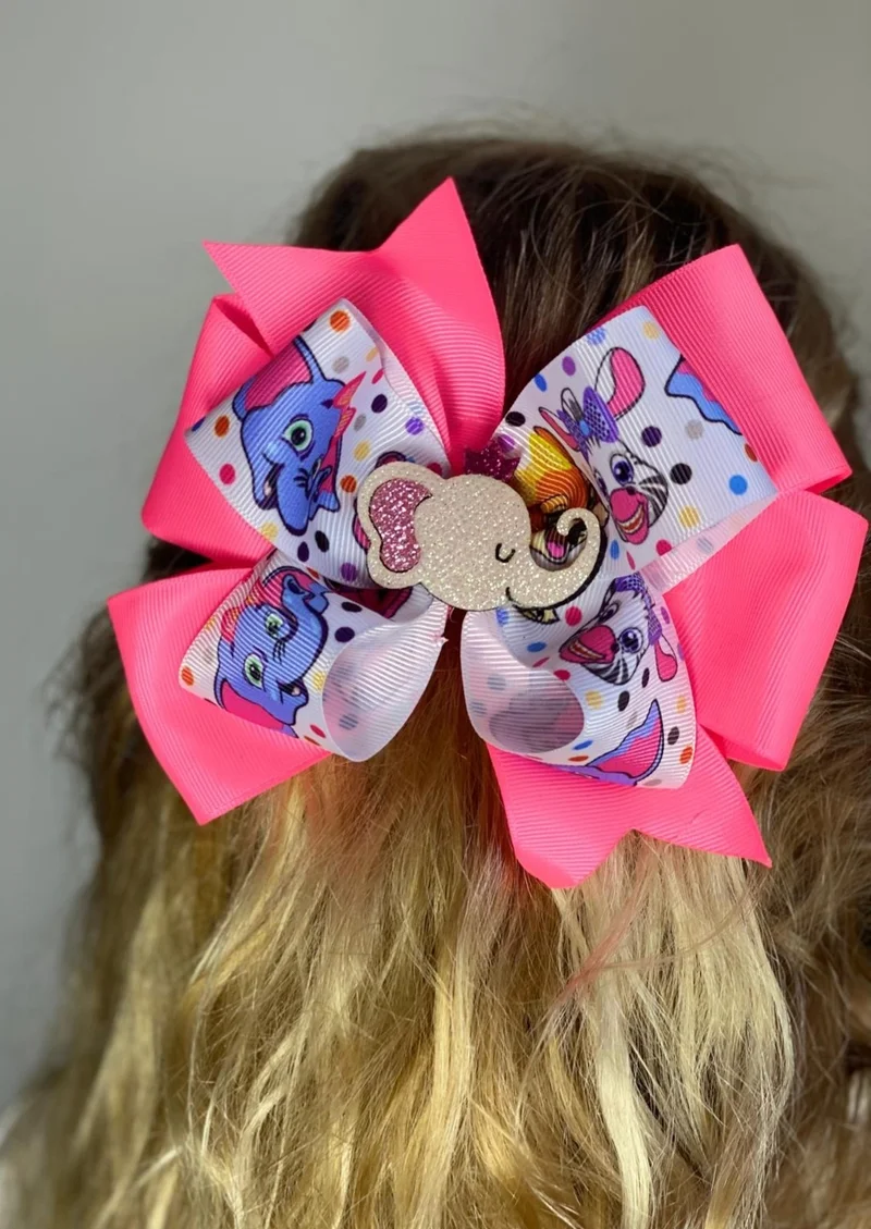 Queen Aksesuar Queen Accessory Cute Elephant Fancy Silvery Colorful Animal Layered Luxury Bow Buckle Metal Clip Children's Buckle