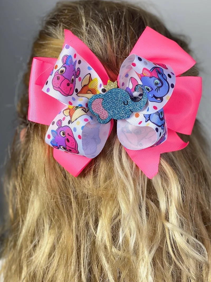 Queen Aksesuar Queen Accessory Cute Elephant Fancy Silvery Colorful Animal Layered Luxury Bow Buckle Metal Clip Children's Buckle