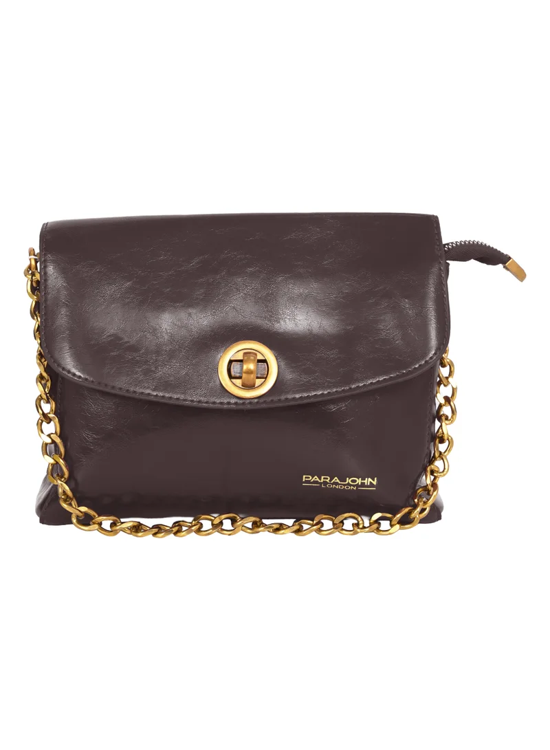 بارا جون حقيبة كروس بودي نسائية Para John London – جلد صناعي مع غطاء أمامي وقفل معدني وسلسلة أنيقة