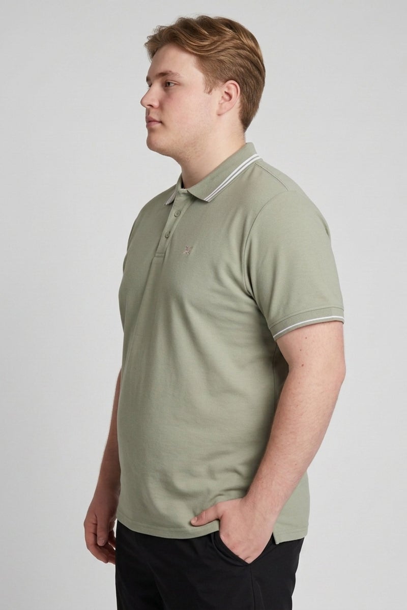 RBX Men Sportswear Fit Short Sleeves Outdoor Polo Shirt, Olive - Image 3