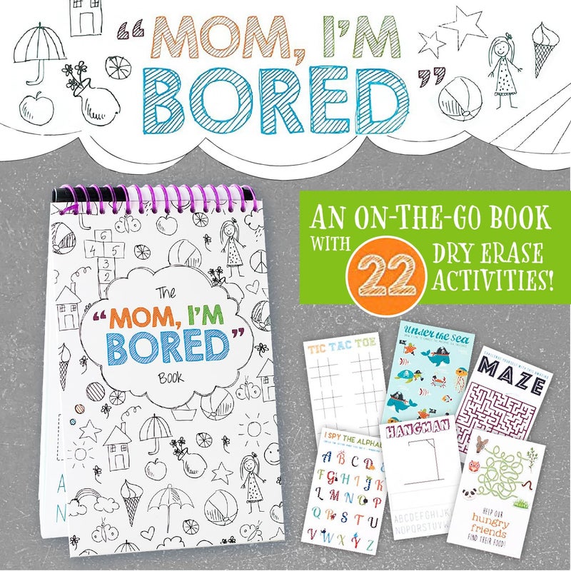Squirrel Products Mom, I'm Bored Children's Activity Book, Fun Reusable Dry Erase Toy - Roadtrip Essentials, Word Games, Screen Free Activites for Kids Ages 3 and Up - Original Version - Image 2