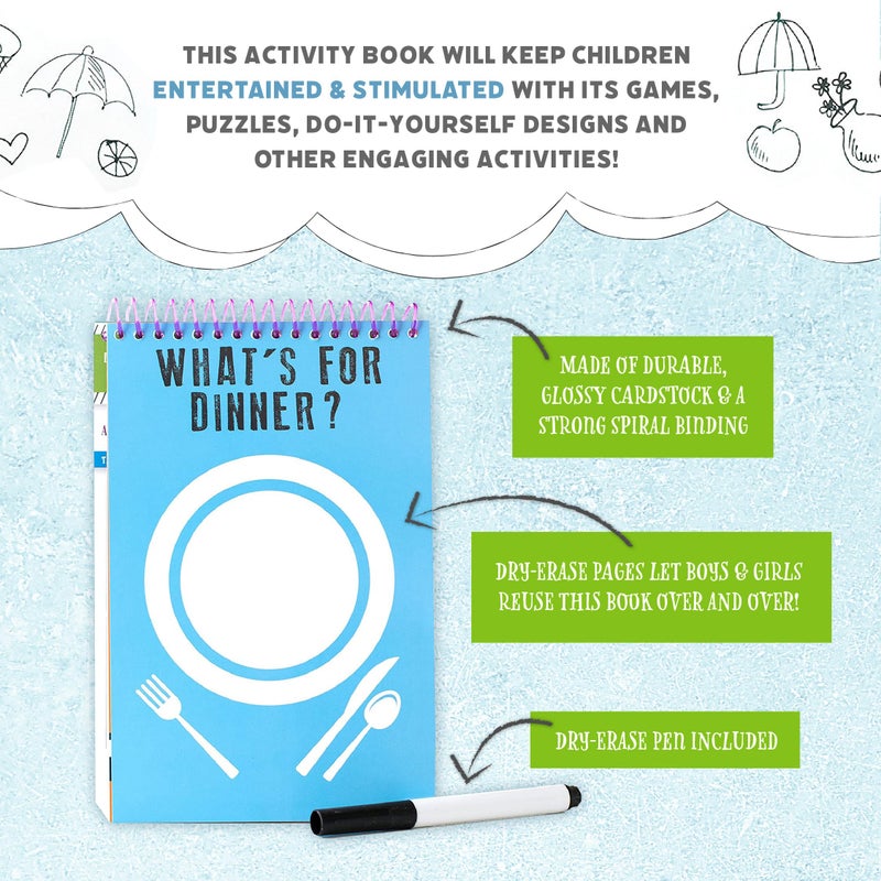 Squirrel Products Mom, I'm Bored Children's Activity Book, Fun Reusable Dry Erase Toy - Roadtrip Essentials, Word Games, Screen Free Activites for Kids Ages 3 and Up - Original Version - Image 3