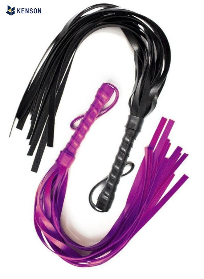 KENSON 2 Pcs Leather Horse Whip Set Leather Whip for Horses Whip for Play Faux Leather Whips PU Handle Outdoor Sports Horse Riding Whip Lightweight Gift Accessories Training Tool Portable Gift - Image 1