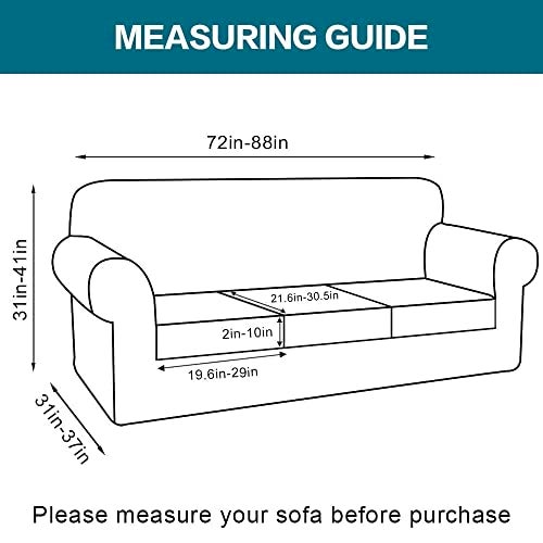 Turquoize 4 Piece Sofa Covers for 3 Cushion Couch Sofa Slipcover Soft Couch Cover for Dogs-Washable Sofa Furniture Covers with 3 Individual Cushion Covers (3 Cushion Sofa, Island Fossi) - Image 2