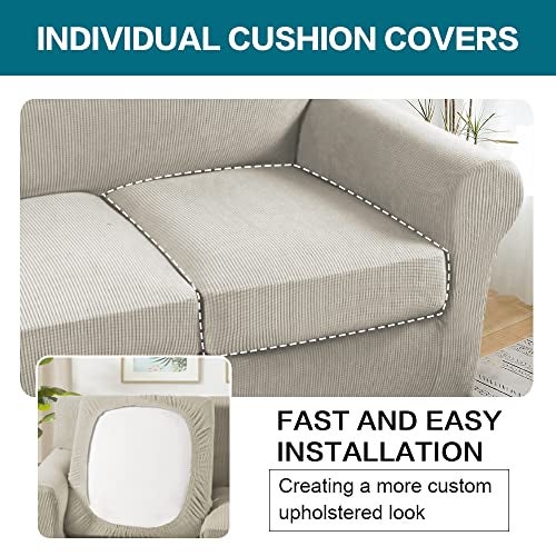 Turquoize 4 Piece Sofa Covers for 3 Cushion Couch Sofa Slipcover Soft Couch Cover for Dogs-Washable Sofa Furniture Covers with 3 Individual Cushion Covers (3 Cushion Sofa, Island Fossi) - Image 5