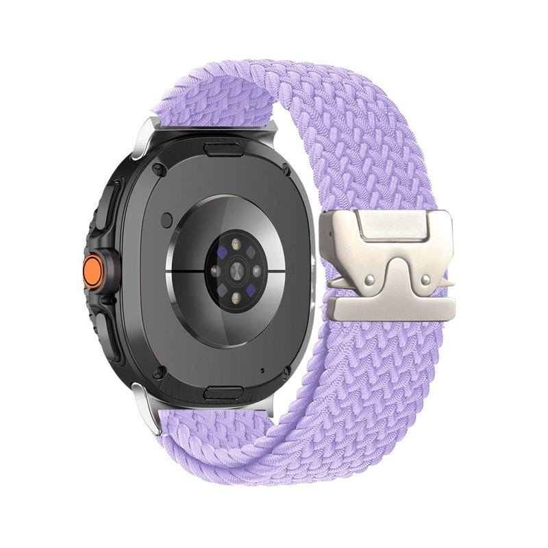 سوار ساعة ذكية سوار نايلون حلقي متوافق مع Samsung Galaxy Watch 8 Classic بملاءمة قابلة للتعديل وحزام بديل للاستخدام اليومي باللون وردي قابل للتعديل - Lilac Ribbon - Image 5