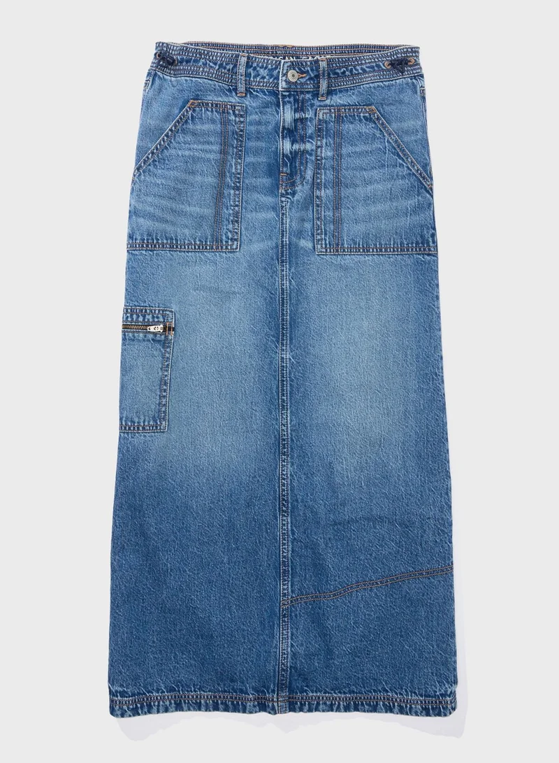 American Eagle Low Rise Pocket Detail Maxi Skirt