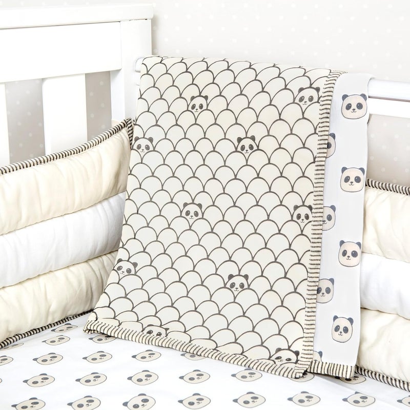 Masilo Organic Cotton Mulmul Dohar Blanket for Babies-Cradle Organic Cotton Softest Baby Blanket Wrapper Babies 0 to 3 Years - Panda - Image 2
