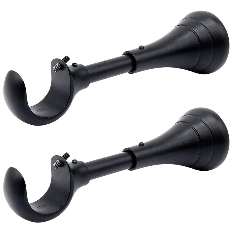 A Key Tech Heavy Duty Curtain Rod Brackets for Wall, 6 inch Curtain Rod Brackets, Extra Long Holder for Heavy Curtains, for 3/4 to 1 inch Rods, 2 pcs Extended Wall Mount Holders, Set of Two, Black - Image 1