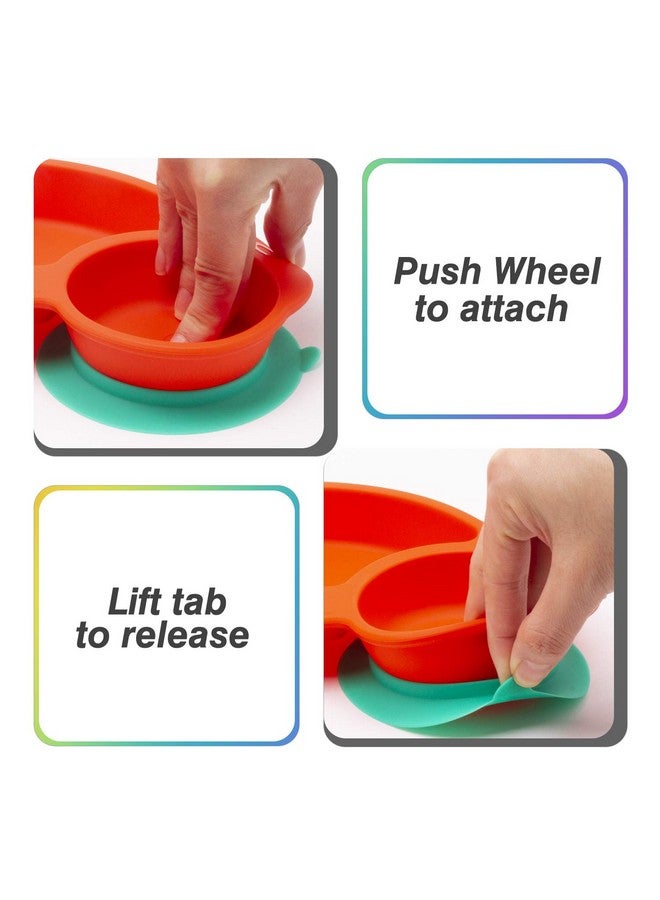 كيوشاير أطباق كيوشير للأطفال الصغار، أطباق محمولة للأطفال الصغار، أطباق شفط قوية خالية من مادة BPA للأطفال الصغار، مفرش طعام من السيليكون آمن للاستخدام في غسالة الأطباق والميكروويف، 10×7×1 بوصة - Image 4