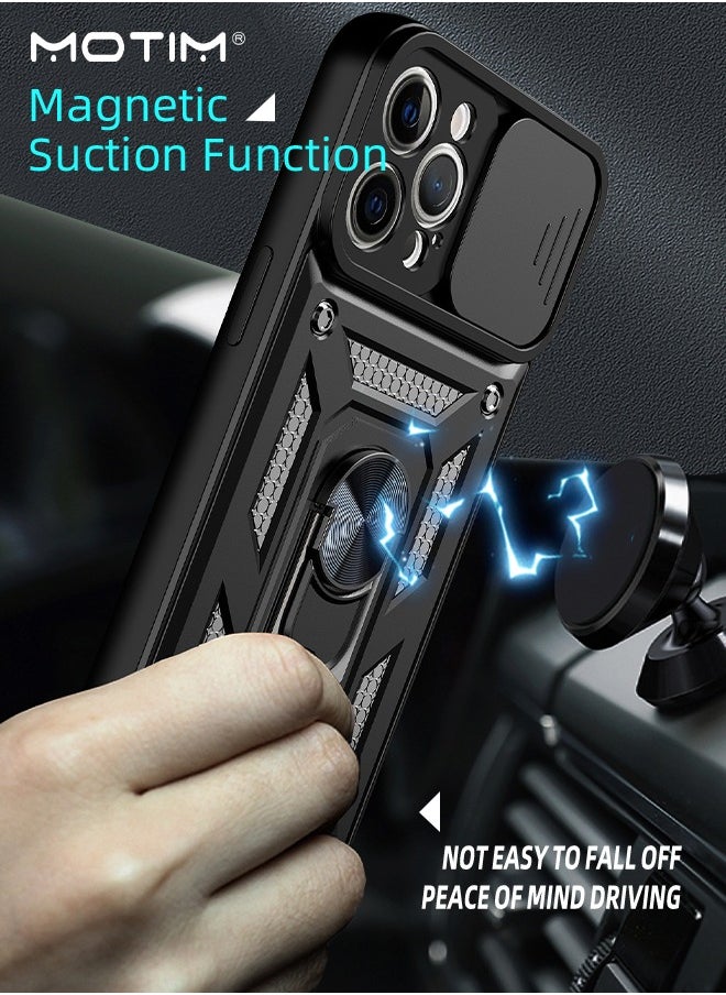 Motim iPhone 15 Pro Case, Armor Cover with Slide Camera Cover, Phone Case Cover for iPhone 15 Pro with Magnetic Car Mount Holder, Top Grade Heavy Duty Protective Kickstand  - Image 5