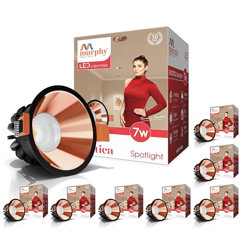 Murphy Exotica 7W COB LED Spot Light for Ceiling | Premium Rose Gold Finish | 700 Lumens Warm White (3000K) Downlight | Aluminium Body | 4kV Surge Protection | 2 Year Warranty | Pack of 8 - Image 1