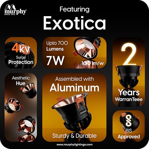 Murphy Exotica 7W COB LED Spot Light for Ceiling | Premium Rose Gold Finish | 700 Lumens Warm White (3000K) Downlight | Aluminium Body | 4kV Surge Protection | 2 Year Warranty | Pack of 8 - Image 3