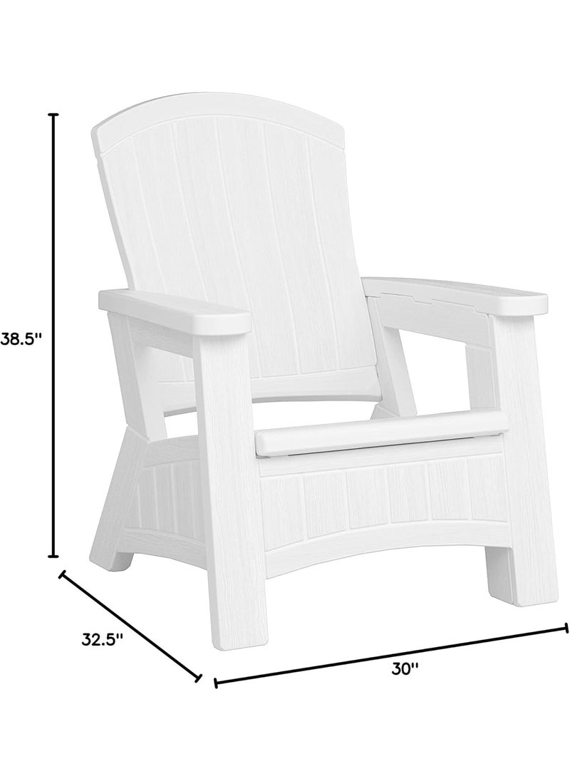 suncast Suncast UVResistant Stylish Adirondack Outdoor Backyard Patio Chair with inSeat Storage White  - Image 3