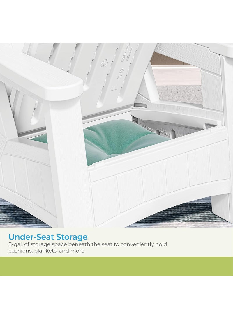 suncast Suncast UVResistant Stylish Adirondack Outdoor Backyard Patio Chair with inSeat Storage White  - Image 5