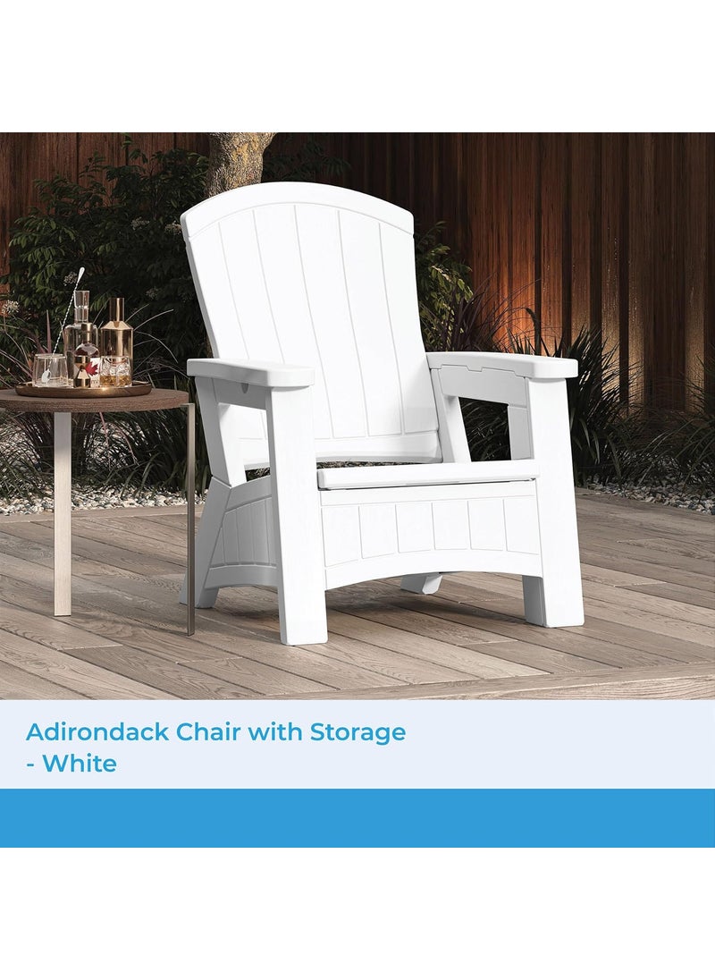suncast Suncast UVResistant Stylish Adirondack Outdoor Backyard Patio Chair with inSeat Storage White  - Image 2