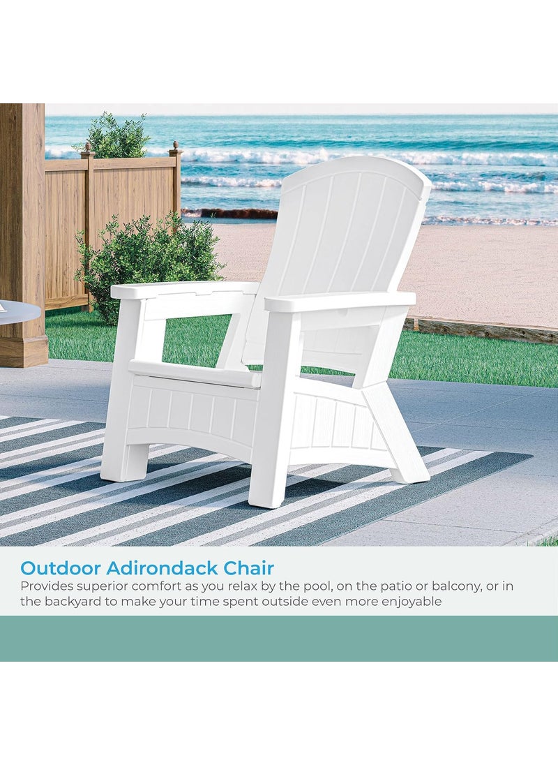 suncast Suncast UVResistant Stylish Adirondack Outdoor Backyard Patio Chair with inSeat Storage White  - Image 4