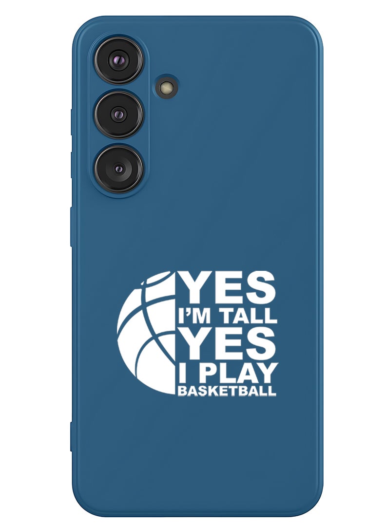 Theodor Protective Slim Fit Case Liquid Silicone Cover with Full Body Protection Anti-Scratch Shockproof Case For Samsung Galaxy S25 Plus (Blue) - Basketball White - Image 1