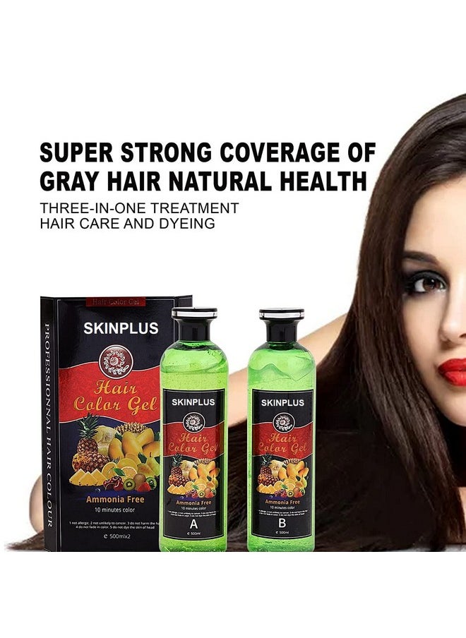 SKINPLUS Fruit Vinegar Black Gel Color Professions Hair Colour, 500Mlx2  - Image 4
