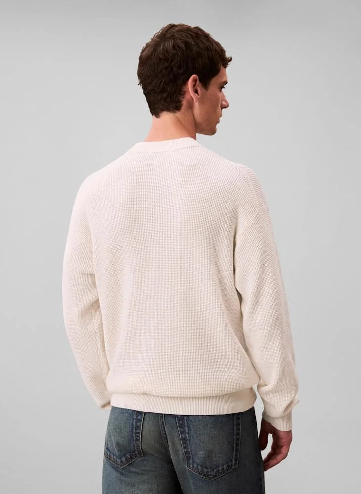 كالفن كلاين جينز كنزة قطنية بنقش شعار