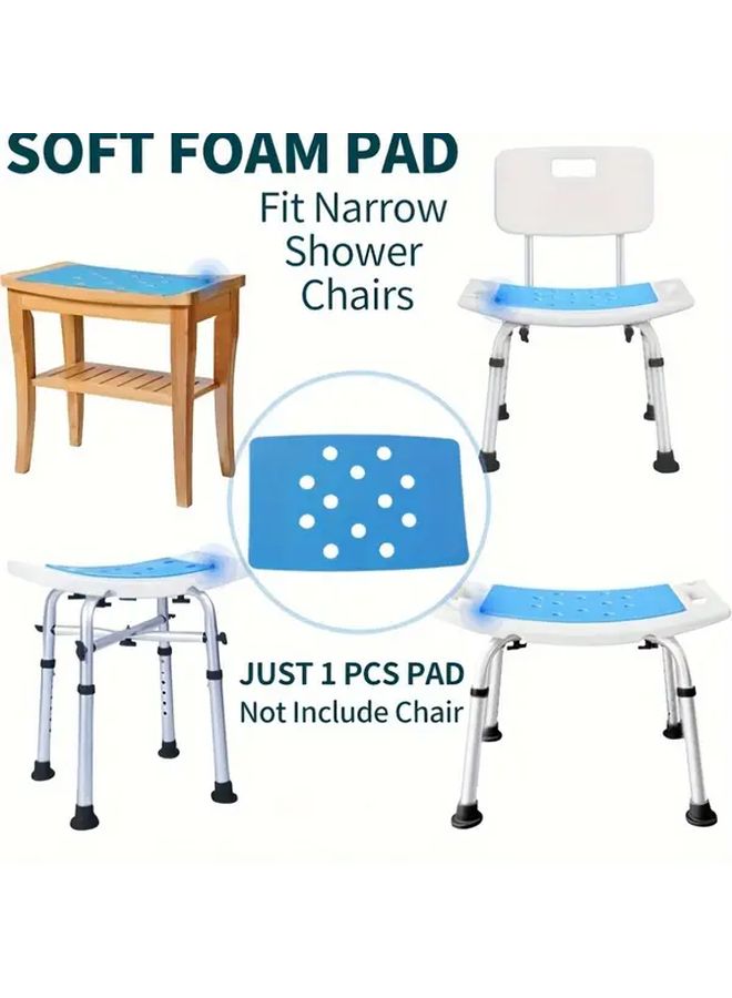 Blue Foldable EVA Shower Chair Pad With Adhesive Backing And Polka Dot Pattern - Image 1