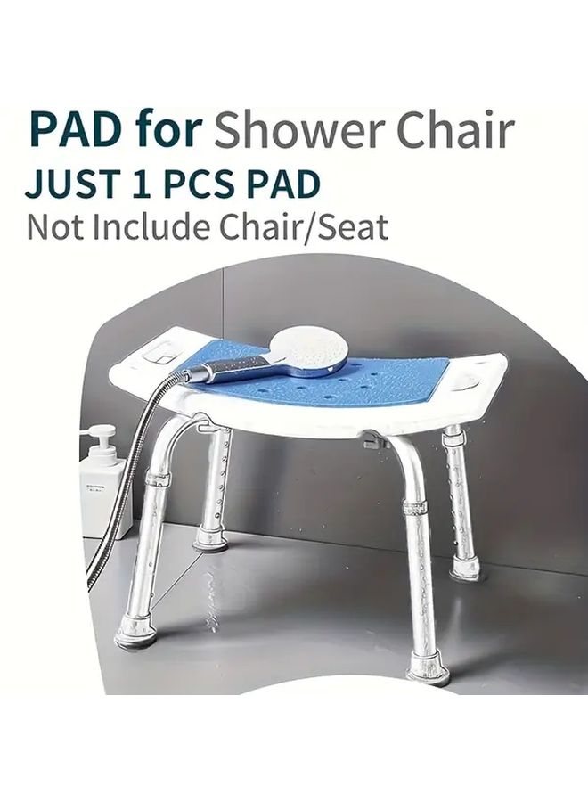 Blue Foldable EVA Shower Chair Pad With Adhesive Backing And Polka Dot Pattern - Image 4