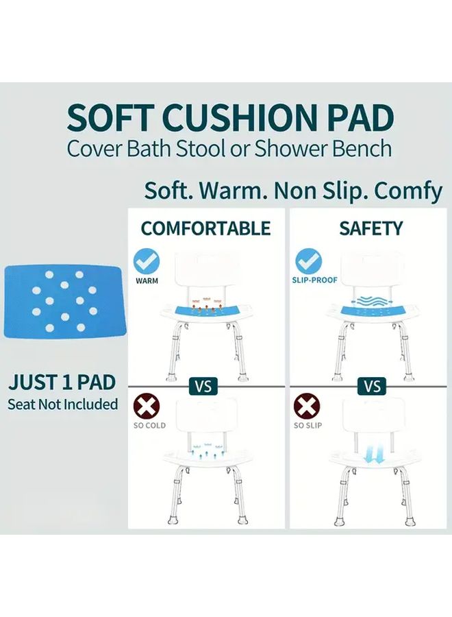 Blue Foldable EVA Shower Chair Pad With Adhesive Backing And Polka Dot Pattern - Image 3