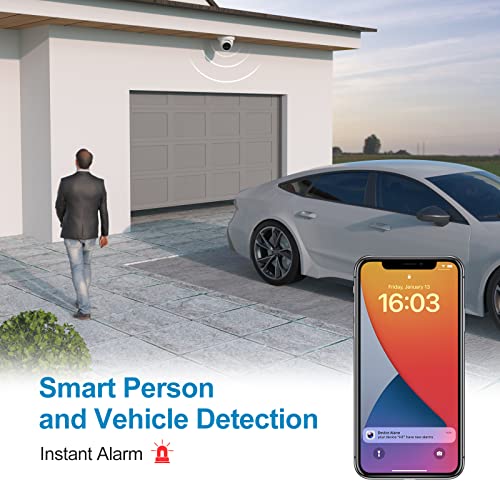 Anpviz 8CH 4K PoE Security Camera System, 6pcs 8MP Wired PoE IP Cameras with Human Vehicle Detection, Smart Dual Light Color Night Vision, 4K/8MP 8CH NVR with 2TB HDD for Business Home (U Series) - Image 2