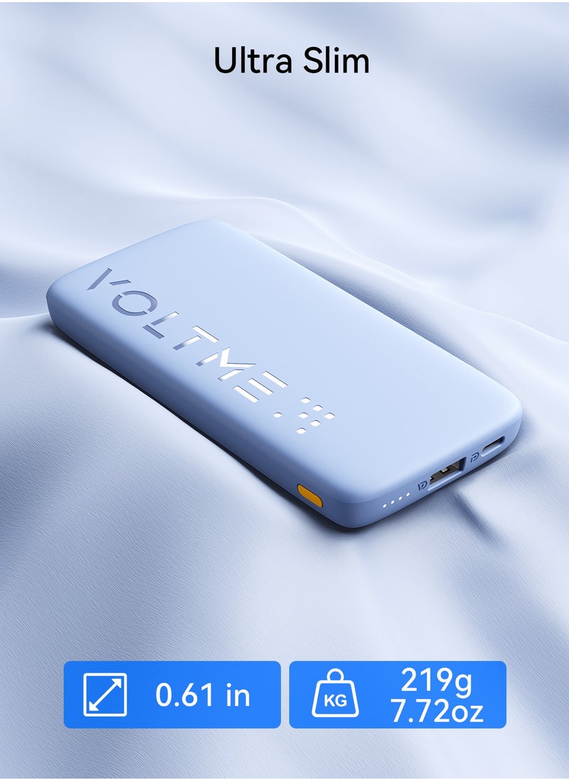 VOLTME - 10000 mAh Fast Charging Power Bank 22.5W PD, Ultra-Slim 10000mAh External Battery Pack, Type C Quick Charge, Portable Powerbank for iPhone 16 Pro Max/16 Pro/16 Plus/15/14/13/12, Samsung Galaxy S24/S23/S22/S21, Pixel 6/7, iPad & More, High-Speed Charging, Compact & Lightweight USB C Power Bank for Travel (Blue) - Image 1