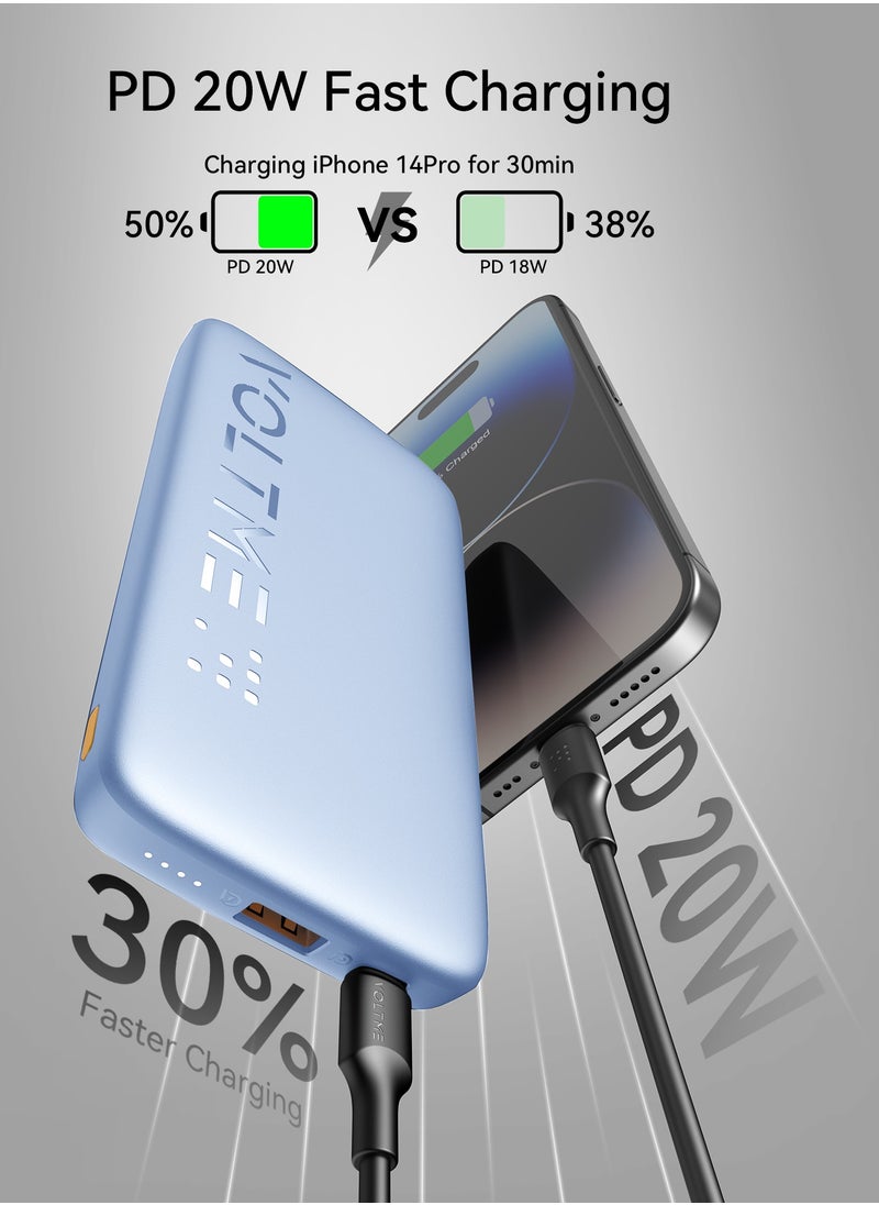 VOLTME - 10000 mAh Fast Charging Power Bank 22.5W PD, Ultra-Slim 10000mAh External Battery Pack, Type C Quick Charge, Portable Powerbank for iPhone 16 Pro Max/16 Pro/16 Plus/15/14/13/12, Samsung Galaxy S24/S23/S22/S21, Pixel 6/7, iPad & More, High-Speed Charging, Compact & Lightweight USB C Power Bank for Travel (Blue) - Image 1