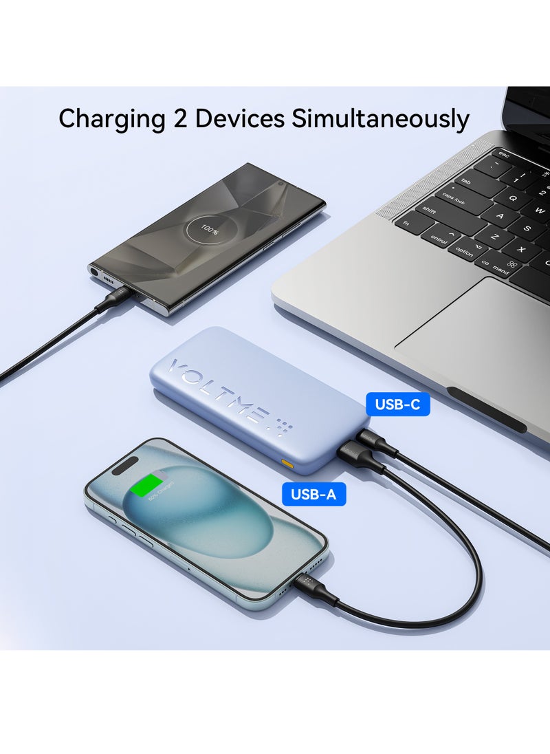 VOLTME - 10000 mAh Fast Charging Power Bank 22.5W PD, Ultra-Slim 10000mAh External Battery Pack, Type C Quick Charge, Portable Powerbank for iPhone 16 Pro Max/16 Pro/16 Plus/15/14/13/12, Samsung Galaxy S24/S23/S22/S21, Pixel 6/7, iPad & More, High-Speed Charging, Compact & Lightweight USB C Power Bank for Travel (Blue) - Image 1