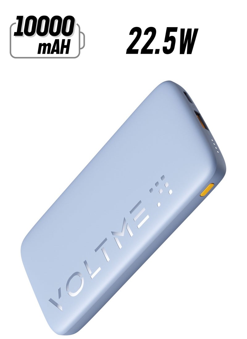 VOLTME - 10000 mAh Fast Charging Power Bank 22.5W PD, Ultra-Slim 10000mAh External Battery Pack, Type C Quick Charge, Portable Powerbank for iPhone 16 Pro Max/16 Pro/16 Plus/15/14/13/12, Samsung Galaxy S24/S23/S22/S21, Pixel 6/7, iPad & More, High-Speed Charging, Compact & Lightweight USB C Power Bank for Travel (Blue) - Image 1