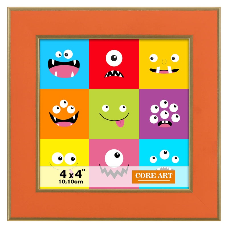 CORE ART 4x4 Picture Frame Orange Square Photo Frame  Colorful Frame with HD Plexiglass  Wall or Tabletop Display - Image 1