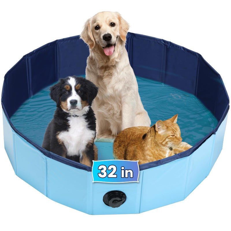 AMGSH Dog Whelping Box Foldable Birthing Pool for Dogs Whelping Pool for Puppies Portable Plastic Swimming Pool  Bath Tub for Dogs Blue 315 Dia  79 H 80cm  20cm - Image 3