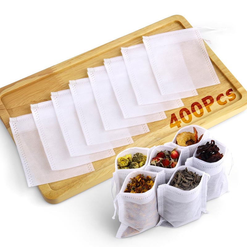POSTANTIN 400Pcs Disposable Tea Bags for Loose Leaf Tea, Empty Tea Filter Bags for Cooking, Infuser Sachets for Spice, Coffee, Herb and More (3.54x2.75 Inch) - Image 1