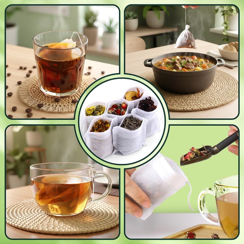 POSTANTIN 400Pcs Disposable Tea Bags for Loose Leaf Tea, Empty Tea Filter Bags for Cooking, Infuser Sachets for Spice, Coffee, Herb and More (3.54x2.75 Inch) - Image 5