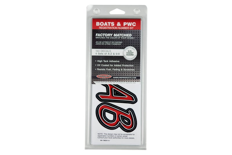 Hardline Products Series 400 Factory Matched 3-Inch Boat & PWC Registration Number Kit, Red/Black - REBKG400 - Image 3