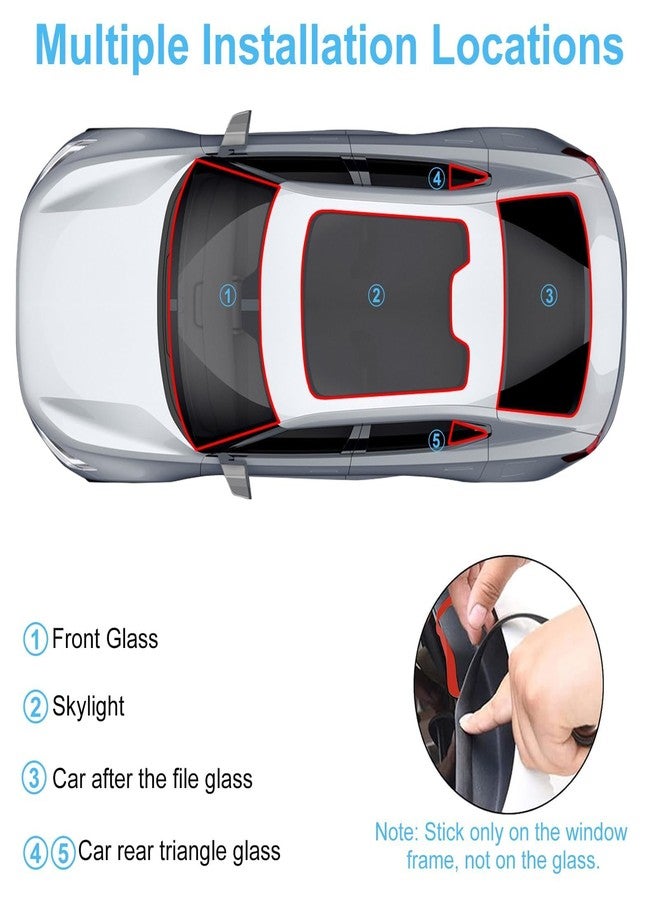 EEEKit 16.4 FT Windshield Rubber Seal Strip, Car Window Weather Stripping Trim, Automotive Weather Stripping Tape, Self-Adhesive Sealing Strip for Car Front Rear Windshield Sunroof Sliding Window - Image 2