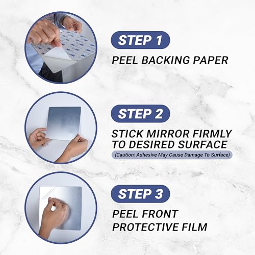 Mirrorvana Sticky 3M Adhesive Anti-Fog Shaving Mirror - Peel and Stick Fogless Shower Mirror for Men - Frameless & Shatterproof Plastic Mirror - 6.3" x 6.3” (Square) - Image 5