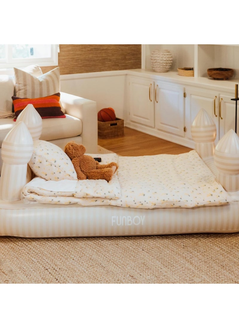 FUNBOY FUNBOY Kids Striped Castle Sleepover Travel Bed  Air Mattress Perfect for Sleepovers Includes Carrying Storage Bag Twin  - Image 3