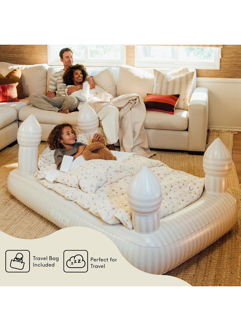 FUNBOY FUNBOY Kids Striped Castle Sleepover Travel Bed  Air Mattress Perfect for Sleepovers Includes Carrying Storage Bag Twin  - Image 5