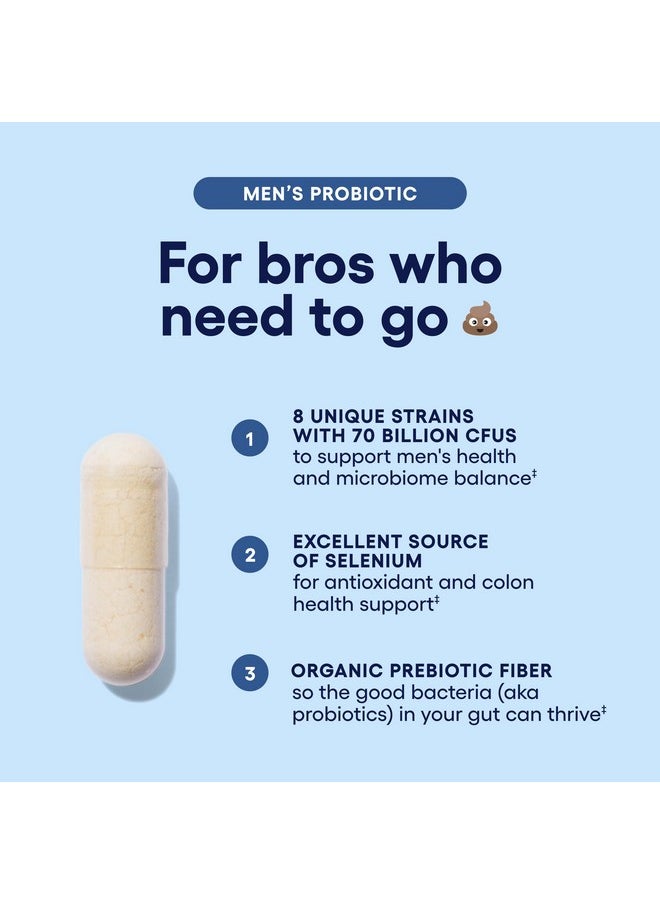 Physician's CHOICE - Physician's CHOICE Probiotics for Men - 70 Billion CFU - 8 Strains - w/Selenium & Organic Prebiotics - Supports Digestive Health, Microbiome, Colon, & Immune Health - Advanced Men's Probiotic - 30ct - Image 1