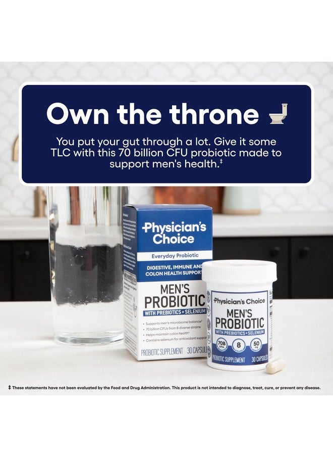 Physician's CHOICE - Physician's CHOICE Probiotics for Men - 70 Billion CFU - 8 Strains - w/Selenium & Organic Prebiotics - Supports Digestive Health, Microbiome, Colon, & Immune Health - Advanced Men's Probiotic - 30ct - Image 1