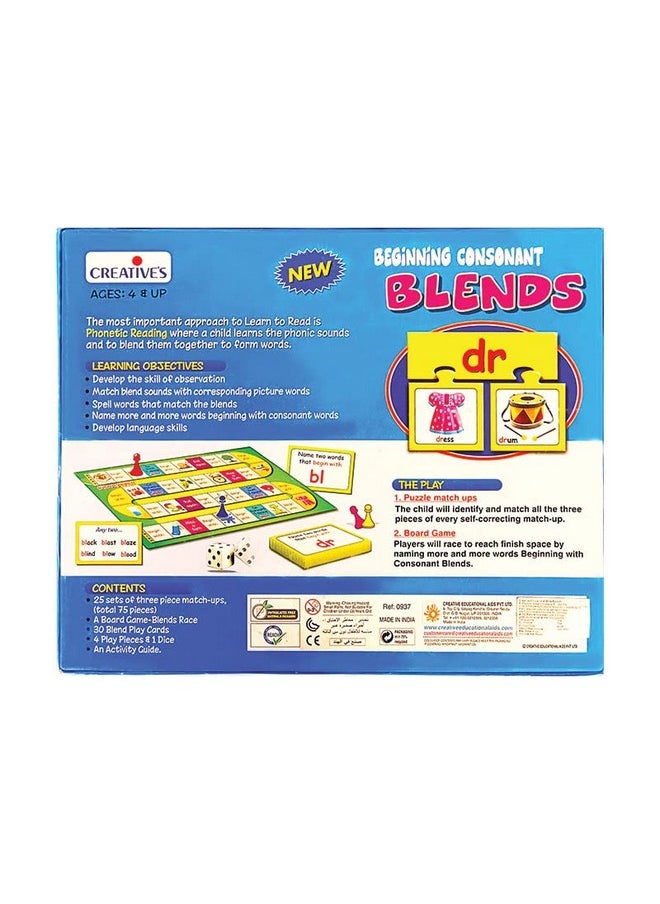 Creative's Creative's Beginning Consonant Blends |Learning & Educational Game Reinforce Phonic Skills| Learn Phonic Sounds and Blend Them to Form Words |Self Correcting Match-Ups Puzzles & Board Game|Ages 4 & Up  - Image 3