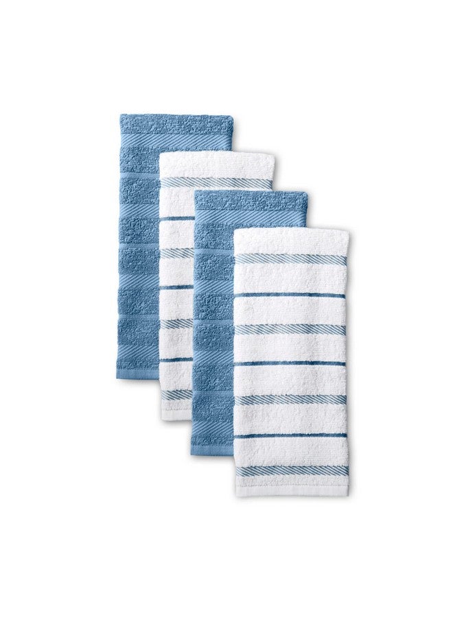 KitchenAid Albany Kitchen Towel 4-Pack Set, Blue Velvet /White, 16"x26" - Image 1