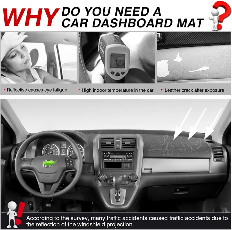 Autorder Custom Fit Dashboard Mat Cover for Honda CRV 2007-2011 - Nonslip Sunshade Protector - Image 2