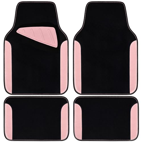 CAR PASS Waterproof Universal Fit Car Floor Mats Car Mats Fit for SUVVanssedans TrucksSet of 4pcs Car Carpet with Driver Heel Pad Light Pink - Image 1