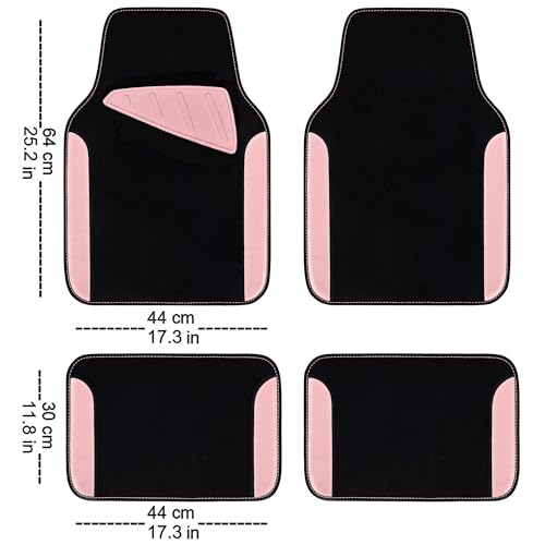 CAR PASS Waterproof Universal Fit Car Floor Mats Car Mats Fit for SUVVanssedans TrucksSet of 4pcs Car Carpet with Driver Heel Pad Light Pink - Image 3